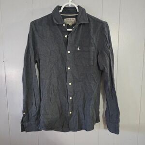 Jack Wills Button Down Shirt Mens XS Charcoal Grey‎ Long Sleeve Logo Flannel
